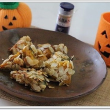 ハロウィンに♪ほっこり甘いスイーツ♪かぼちゃのアーモンド揚げ☆