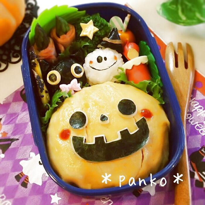 ハロウィン☆おばけかぼちゃのオムライス弁当/キャラ弁