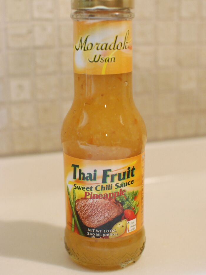 味付けには、今回はパイナップル味のスイートチリソースにしました♩