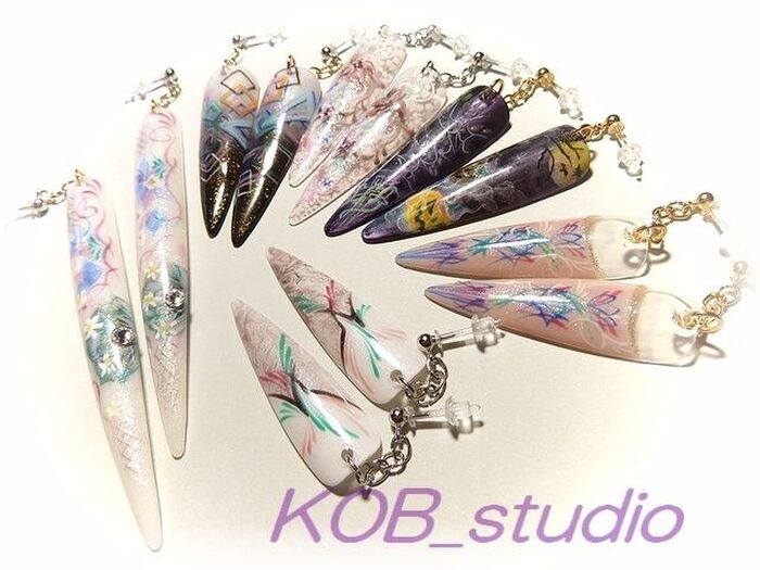 ネイルチップでアクセサリー作り☆ピアス