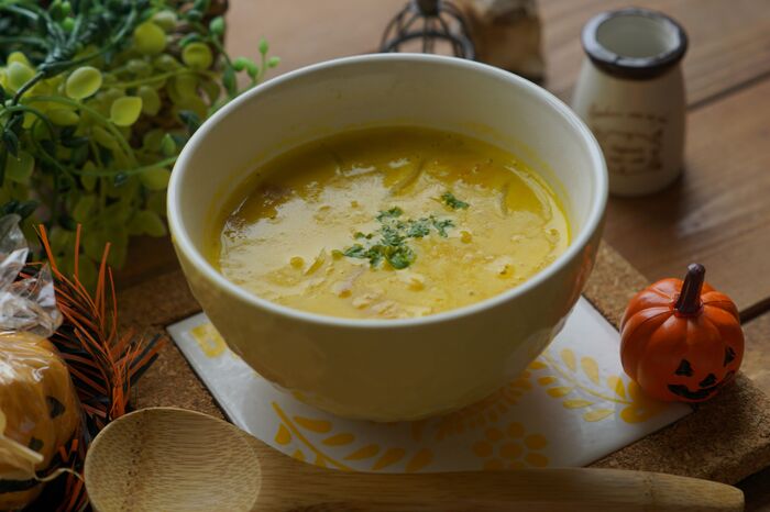 ミキサーがなくても作れます♡食べるかぼちゃスープ