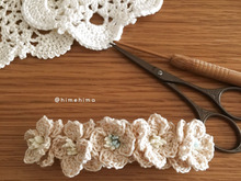 あみもの*100円の材料でつくるお花のバレッタピン