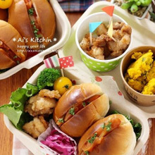 運動会*遠足*行楽イベントにおすすめ♡使い捨てお弁当箱でナポリタンホットドック♡