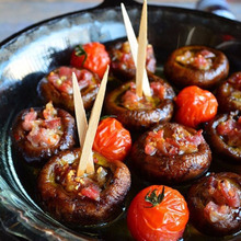 トースターでほっとけおつまみ★ハム詰めマッシュルーム