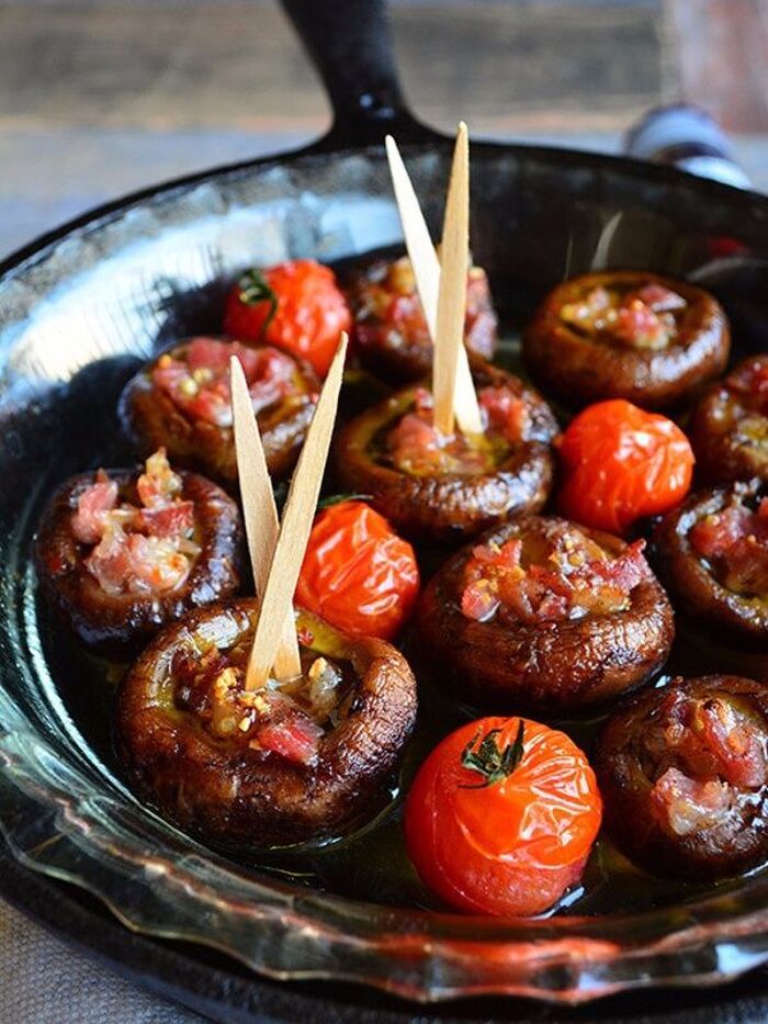 トースターでほっとけおつまみ★ハム詰めマッシュルーム