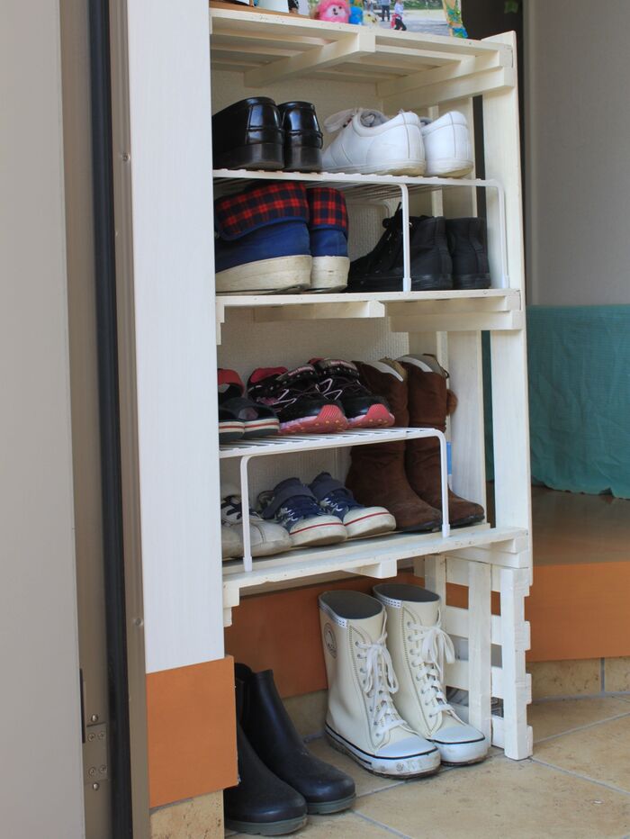 増える子供靴問題は、専用すのこリメイク棚で解決!!