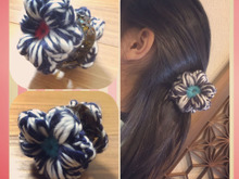 全部100均♡ぷっくりお花が可愛いーヘアクリップ