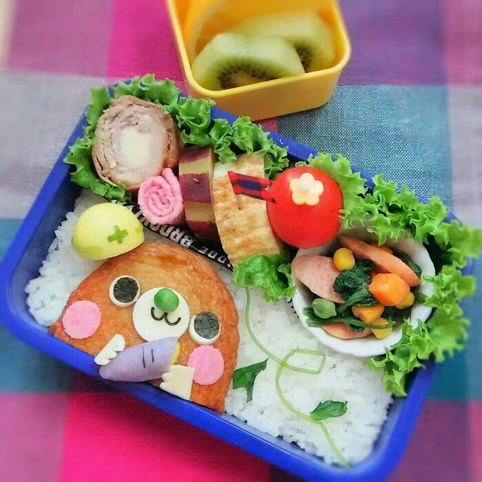 キャラ弁♡さつま揚げで！もぐらくんの芋掘り弁当