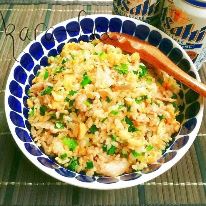 旨辛スタミナ♡にんにくニラ玉チャーハン【おつまみ炭水化物 】