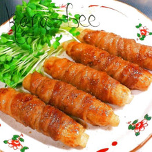 ちくわで節約♡長いもinちくわの豚バラ巻き蒲焼き