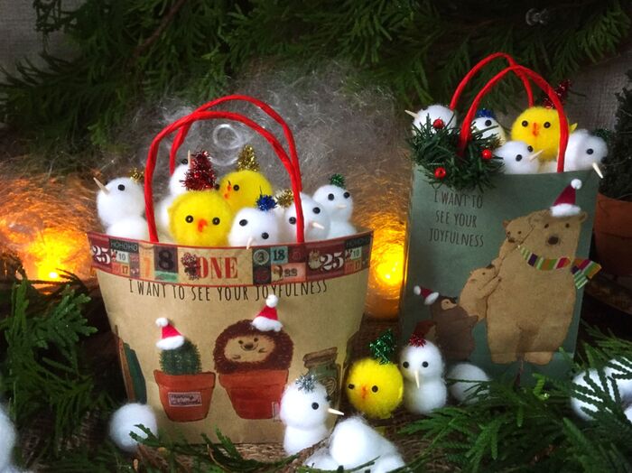 セリアのプチペーパーバッグを簡単リメイク☆Xmasディスプレイ☆