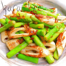 5分おつまみ♡アスパラと焦がしちくわの和風ペペロン