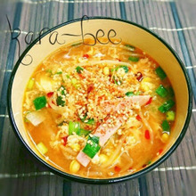 旨辛燃焼系♡コチュ味噌ニラ玉もやしスープ