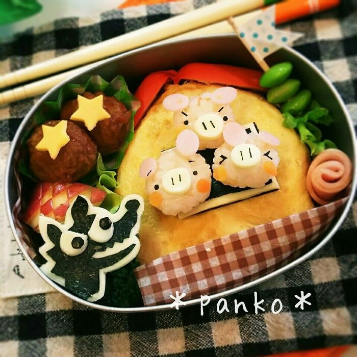 絵本☆３びきこぶたのお弁当/キャラ弁