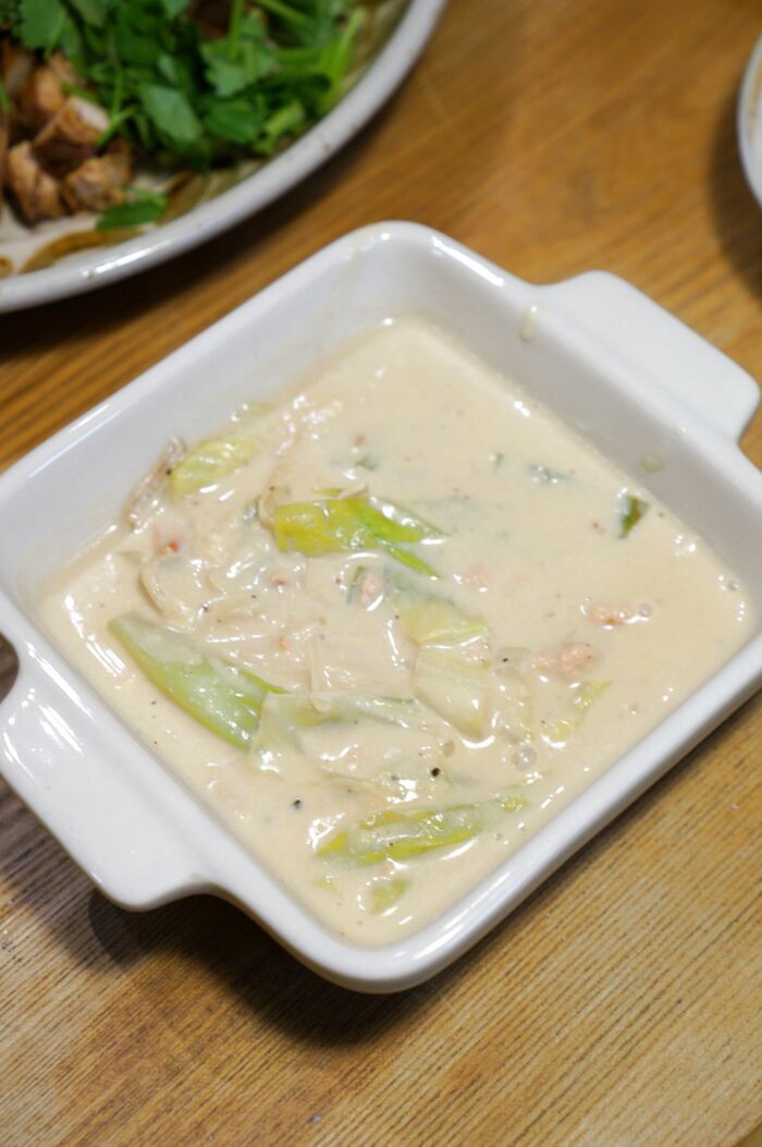 ほっこり温かい！フライパンで簡単明太子キャベツの豆乳スープのレシピ