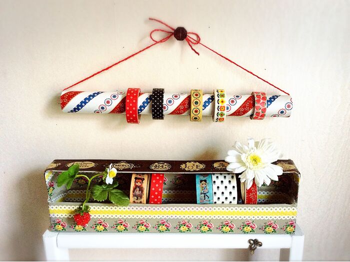 ラップの 空箱リメイク♪マステを 可愛く 飾りましょう♪