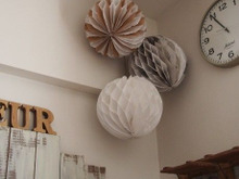 簡単♪プチプラ♪100均半紙をベースにオシャレでナチュラルなハニカムボール♪