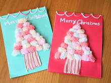 100均画用紙&毛糸で簡単!SWEETクリスマスカード☆彡