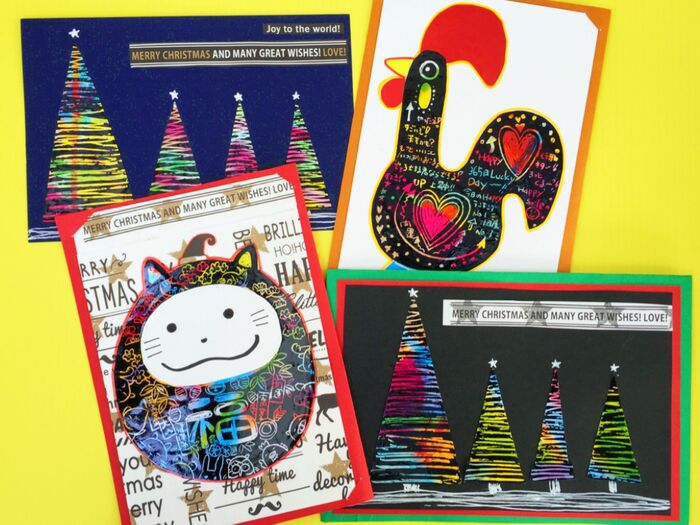 ダイソー☆スクラッチシートで簡単Xmasカード&開運?ラッキーカードの作り方!