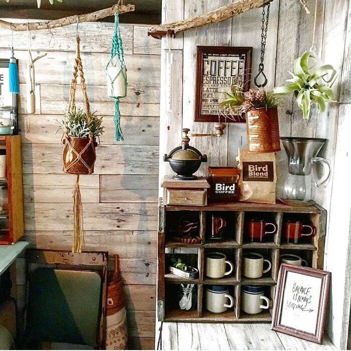 お気に入りは見せる収納☆ キッチンのカフェグッズコーナー