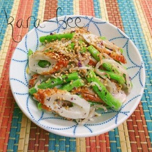 簡単5分でもう1品♡ちくわともやしの胡麻ゆかりマヨサラダ