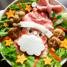 水菜リースとバラ肉サンタで‼クリスマスデコ鍋