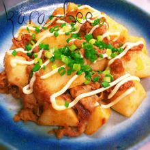 ビールおかわり♡長いもと豚こまの焼肉のたれマヨ炒め