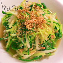簡単5分!ほっこりウマイ♡ツナと水菜と大根の中華風煮浸し