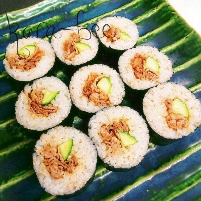 お弁当にも◎簡単激ウマ!オイマヨ焼肉海苔巻き