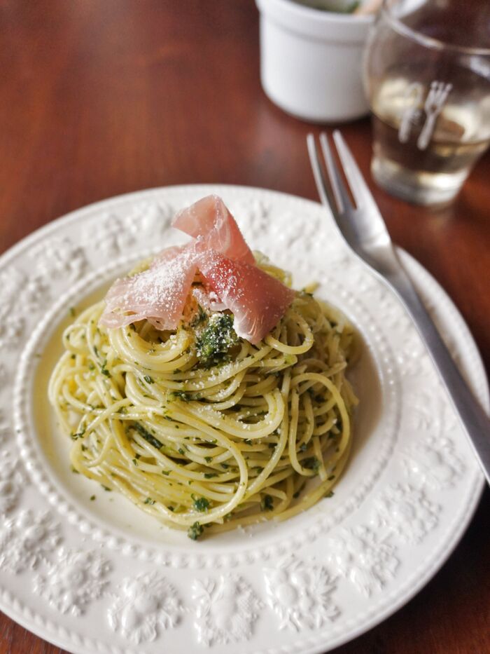 鍋だけじゃない!春菊のジェノベーゼパスタ