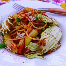 旬の白菜と干しえびのスパゲティレシピ