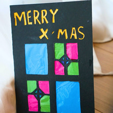 カラーセロファンでステンドグラス風クリスマスカード!