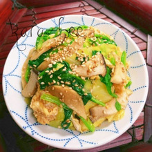 栄養満点♡キャベ玉ほうれん草とエリンギの胡麻ラーポン和え