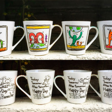 セリアのコップを☆らくやきマーカーでキースへリング風に描く方法!