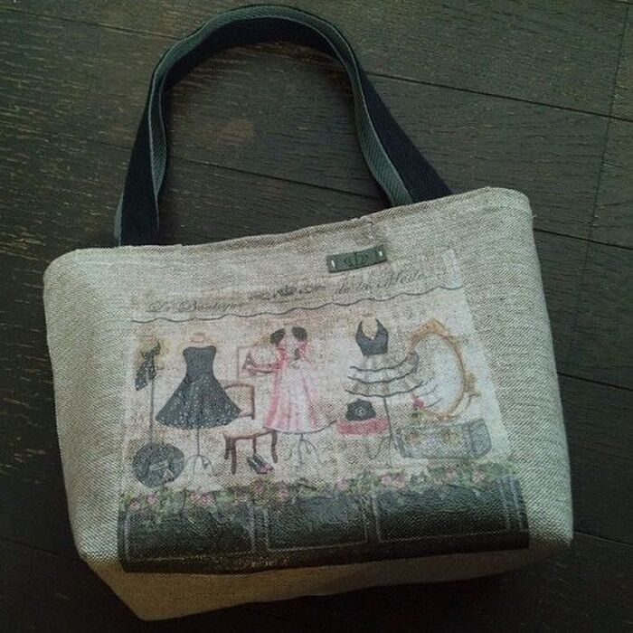百均布にペーパーナプキンデコパージュ★バッグを作る