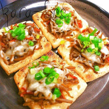 トースターでリメイク♡つまみに最高!きんぴら油揚げピザ