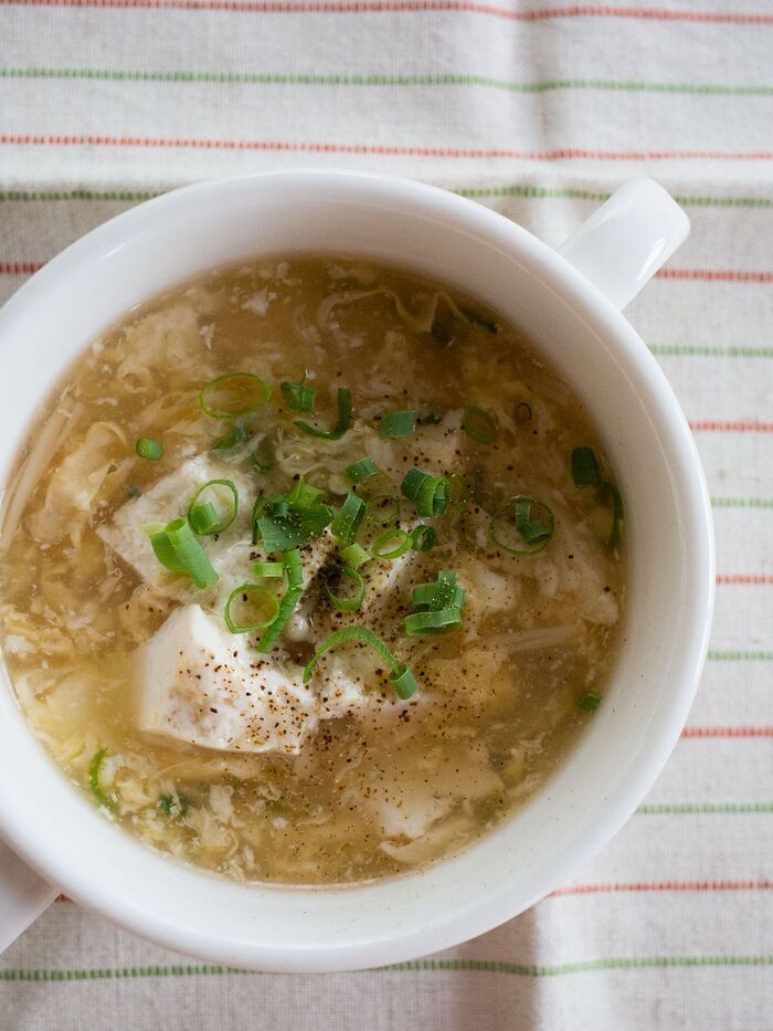 体ポカポカ♪くずし豆腐と卵のとろとろ生姜スープ