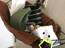 ダイソーフラワー壁掛けカゴを収納に