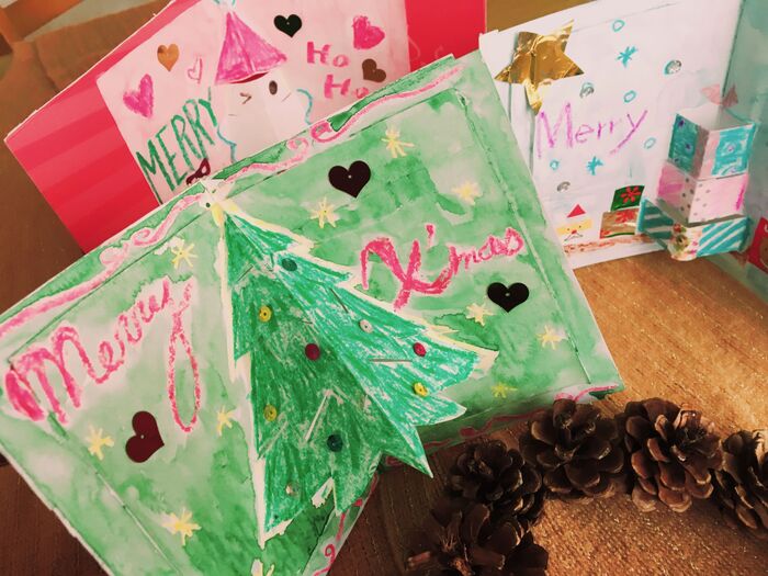 子どもと作れる♫家にあるもので簡単時短♡ポップアップクリスマスカード♡