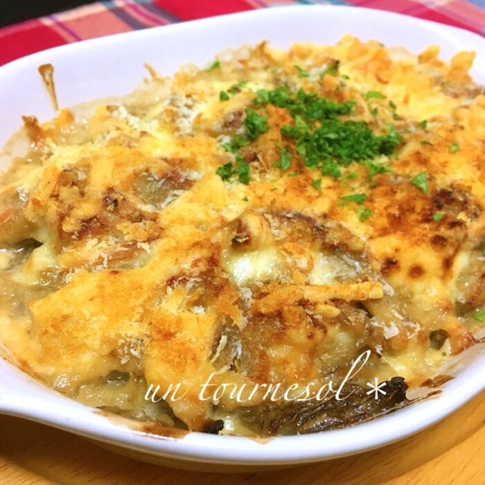 デトックス効果の♪豚巻きエリンギグラタン