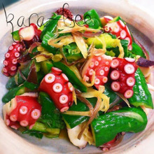 夏野菜で簡単箸休め♡薬味たっぷりタコきゅうポン