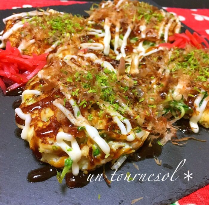 デトックス効果の!節約にぴったり♪豆苗お好み焼き