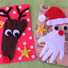 触っても楽しめる!フェルトとワックスペーパーで作る赤ちゃんの手形・足形クリスマスカード