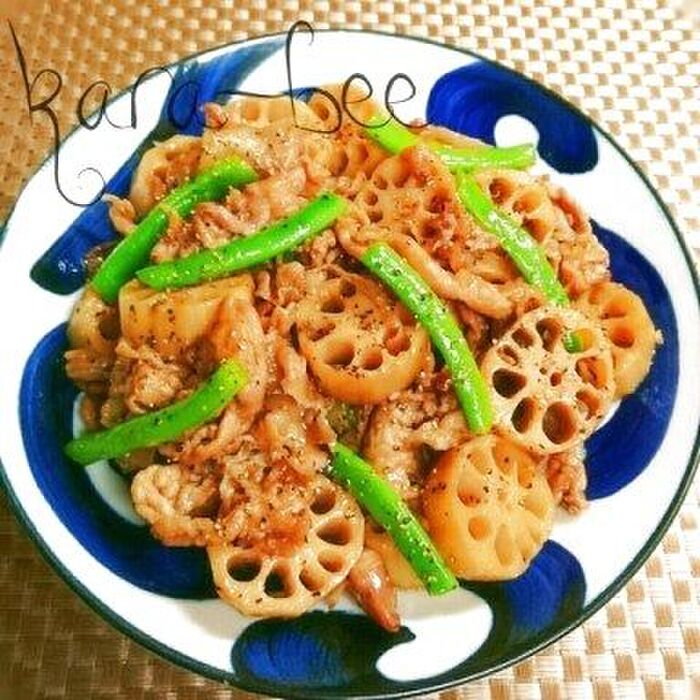 旬を食べよう♡ご飯が進む!豚こまと蓮根の甘辛照り炒め