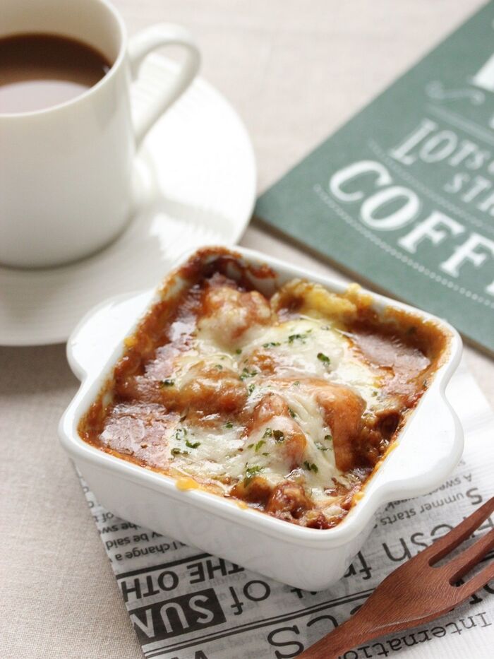 残りもののカレーで超手軽に!あったかカレーパングラタン