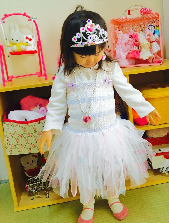 材料費200円のチュチュドレス!100均の水切りネットとヘアバンドで!