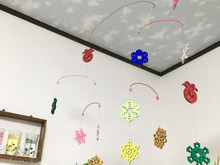 セリアのウッドオーナメントをモビールに☆