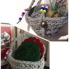 Tシャツヤーンで小物入れ&ミニミニかごバッグ