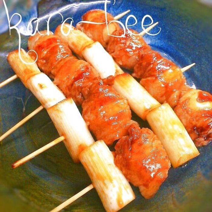 フライパンで簡単♡タレが絶品!豚バラうずらのネギマ