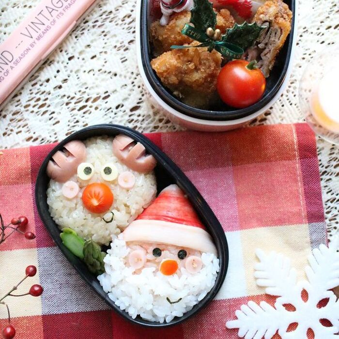 クリスマスキャラ弁☆サンタとトナカイのおにぎり